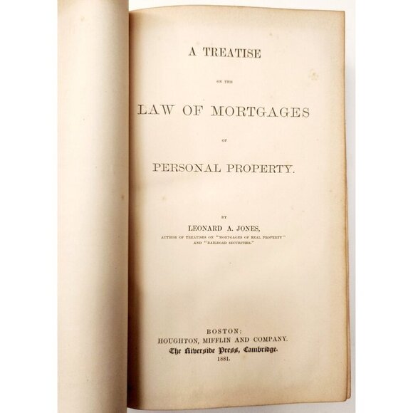 1881 Treatise On Law Of Mortgages Personal Property 1st Edition Jones Scarce HBS - Picture 3 of 8